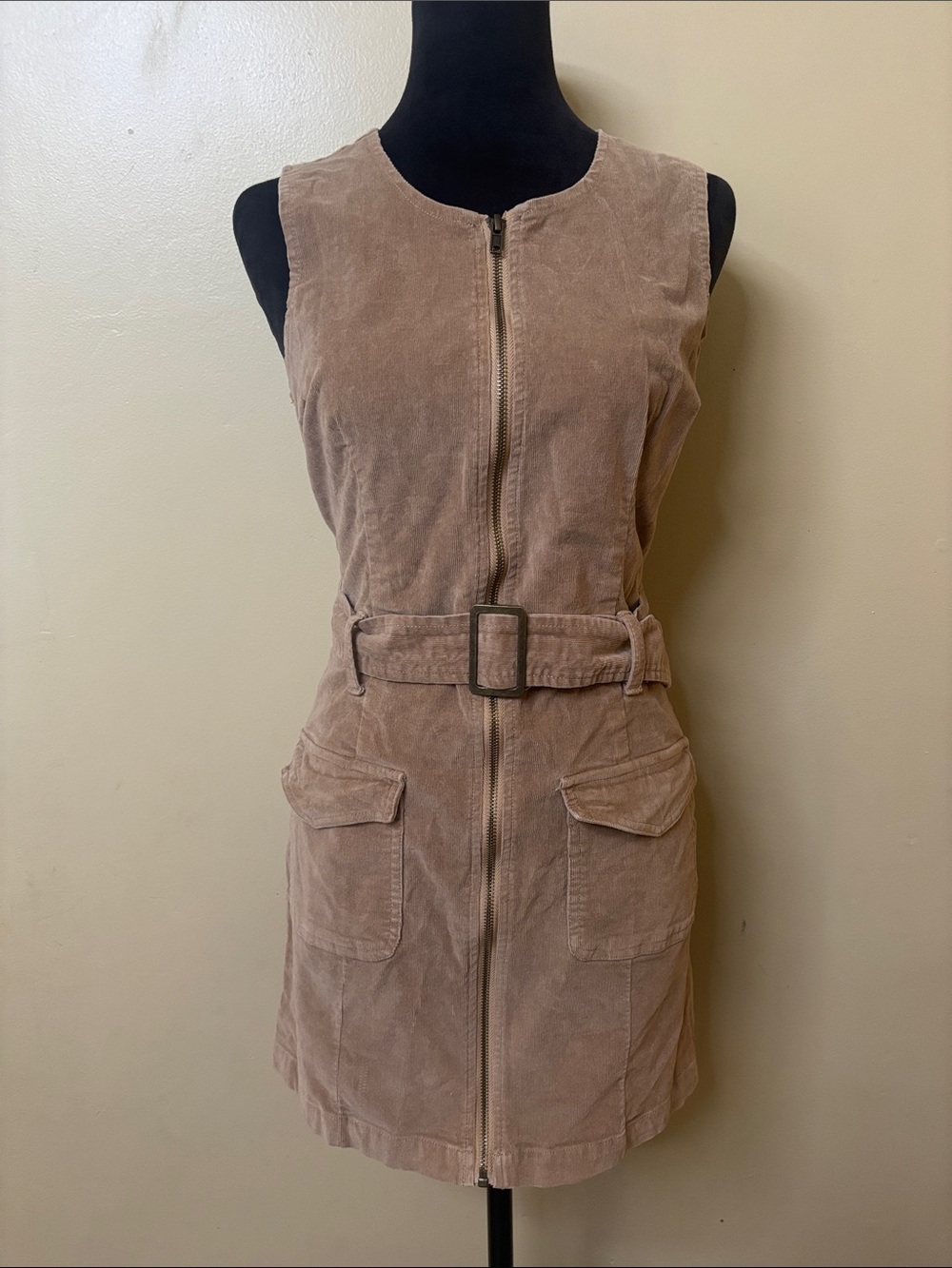 Rewash tan corduroy sleeveless mini dress